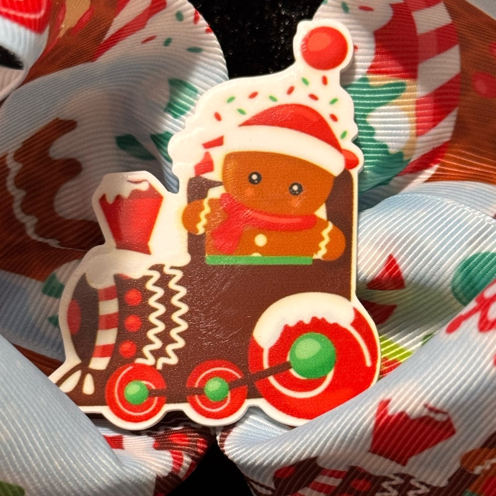 Gingerbread Train Bow - Picture 2 of 4
